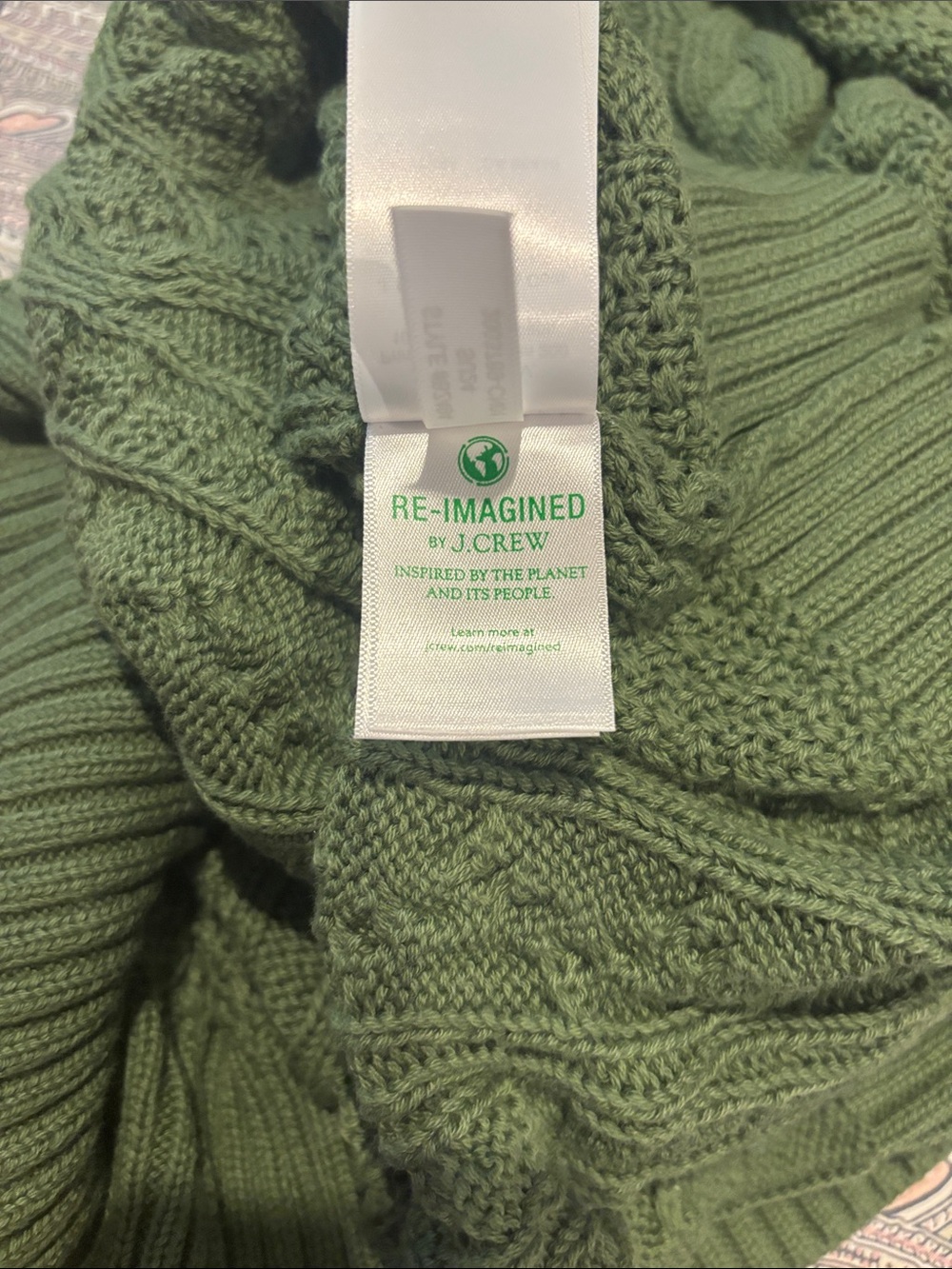 J. Crew green Cable Knit Button-Front Cardigan, size XL - Picture 6 of 8
